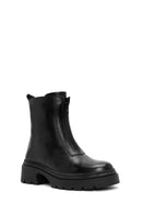 Women's Black Double Zipper Leather Boots | Derimod Women's Black Double Zipper Leather Boots | Derimod
