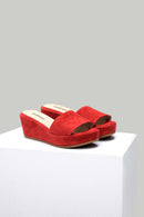 Wedge Heeled Suede Leather Women's Slippers | Derimod Wedge Heeled Suede Leather Women's Slippers | Derimod