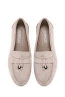 Kadın Bej Tokalı Süet Deri Comfort Loafer | Derimod Kadın Bej Tokalı Süet Deri Comfort Loafer | Derimod