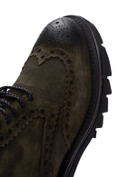 Men's Khaki Suede Leather Zippered Boots | Derimod Men's Khaki Suede Leather Zippered Boots | Derimod
