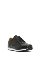 Erkek Siyah Bağcıklı Deri Casual Sneaker | Derimod Erkek Siyah Bağcıklı Deri Casual Sneaker | Derimod