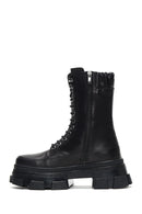 Women's Black Leather Thick Soled Boots | Derimod Women's Black Leather Thick Soled Boots | Derimod