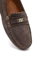 Women Mink Buckled Suede Leather Loafer | Derimod Women Mink Buckled Suede Leather Loafer | Derimod