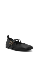 Women's Black Buckle Leather Ballerinas | Derimod Women's Black Buckle Leather Ballerinas | Derimod