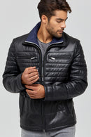Hazard Men's Leather Jacket | Derimod Hazard Men's Leather Jacket | Derimod
