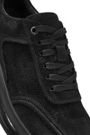 Erkek Siyah Bağcıklı Nubuk Deri Sneaker | Derimod Erkek Siyah Bağcıklı Nubuk Deri Sneaker | Derimod