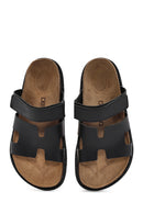 Women's Black Strappy Leather Slippers | Derimod Women's Black Strappy Leather Slippers | Derimod