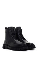 Men's Black Zippered Leather Combat Boots | Derimod Men's Black Zippered Leather Combat Boots | Derimod