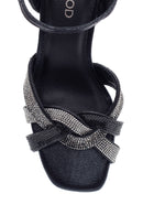 Women's Black Stone Thick Heeled Sandals | Derimod Women's Black Stone Thick Heeled Sandals | Derimod