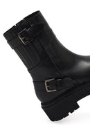 Women's Black Zippered Thick-Soled Leather Boot | Derimod Women's Black Zippered Thick-Soled Leather Boot | Derimod