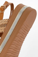 Women's Brown Thick Soled Braided Sandals | Derimod Women's Brown Thick Soled Braided Sandals | Derimod