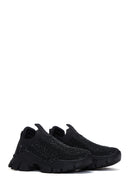 Women's Black Stone Thick Soled Sneaker | Derimod Women's Black Stone Thick Soled Sneaker | Derimod