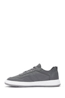 Erkek Gri Bağcıklı Deri Sneaker | Derimod Erkek Gri Bağcıklı Deri Sneaker | Derimod