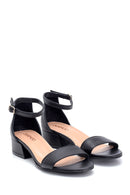 Women's Short Heeled Leather Sandals | Derimod Women's Short Heeled Leather Sandals | Derimod