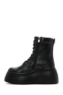 Women's Black Leather Platform Boots | Derimod Women's Black Leather Platform Boots | Derimod