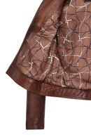 Kylie Women's Brown Mandarin Collar Leather Jacket | Derimod Kylie Women's Brown Mandarin Collar Leather Jacket | Derimod