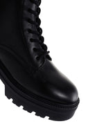 Woman Black Zippered Thick Sole Leather Postal Boots | Derimod Woman Black Zippered Thick Sole Leather Postal Boots | Derimod
