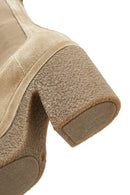 Women's Beige Thick Heeled Suede Leather Chelsea Boots | Derimod Women's Beige Thick Heeled Suede Leather Chelsea Boots | Derimod