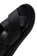 Women's Black Strappy Leather Comfort Sandals | Derimod Women's Black Strappy Leather Comfort Sandals | Derimod