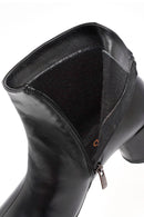 Women's Black Zippered Thick Heeled Leather Boots | Derimod Women's Black Zippered Thick Heeled Leather Boots | Derimod