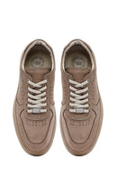 Erkek Vizon Bağcıklı Nubuk Deri Sneaker | Derimod Erkek Vizon Bağcıklı Nubuk Deri Sneaker | Derimod