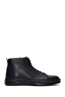 Men's Black Leather High Top Sneaker | Derimod Men's Black Leather High Top Sneaker | Derimod