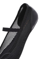 Women's Black Fabric Fishnet Ballerinas | Derimod Women's Black Fabric Fishnet Ballerinas | Derimod
