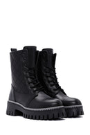 Women's Black Thick Soled Leather Boots | Derimod Women's Black Thick Soled Leather Boots | Derimod