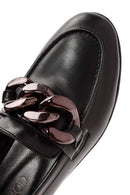 Kadın Siyah Aksesuar Detaylı Deri Maskülen Loafer | Derimod Kadın Siyah Aksesuar Detaylı Deri Maskülen Loafer | Derimod