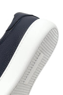 Men's Navy Blue Lace-Up Thick Sole Leather Sneaker | Derimod Men's Navy Blue Lace-Up Thick Sole Leather Sneaker | Derimod