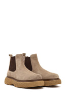 Men's Mink Thick-Soled Suede Leather Chelsea Boot | Derimod Men's Mink Thick-Soled Suede Leather Chelsea Boot | Derimod