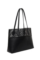 Woman Black Patterned Shoulder Bag | Derimod Woman Black Patterned Shoulder Bag | Derimod