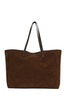 Woman Brown Suede Shoulder Bag | Derimod Woman Brown Suede Shoulder Bag | Derimod