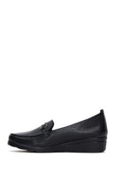 Women's Black Leather Wedge Heeled Loafer | Derimod Women's Black Leather Wedge Heeled Loafer | Derimod