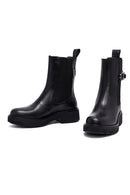 Woman Black Thick Sole Leather Chelsea Boots | Derimod Woman Black Thick Sole Leather Chelsea Boots | Derimod