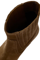 Women's Tan Suede Leather Cowboy Boots | Derimod Women's Tan Suede Leather Cowboy Boots | Derimod