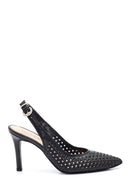 Women's Black Leather Braided Stiletto | Derimod Women's Black Leather Braided Stiletto | Derimod