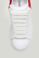 White-Red Women's Leather Sneaker | Derimod White-Red Women's Leather Sneaker | Derimod