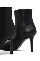 Women's Black Zippered High Thin Heel Leather Boot | Derimod Women's Black Zippered High Thin Heel Leather Boot | Derimod