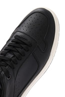 Erkek Siyah Bağcıklı Deri Sneaker | Derimod Erkek Siyah Bağcıklı Deri Sneaker | Derimod