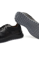 Erkek Siyah Bağcıklı Kalın Tabanlı Deri Sneaker | Derimod Erkek Siyah Bağcıklı Kalın Tabanlı Deri Sneaker | Derimod