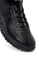 Men's Black Lace-Up Thick-Soled Leather Casual Sneakers | Derimod Men's Black Lace-Up Thick-Soled Leather Casual Sneakers | Derimod