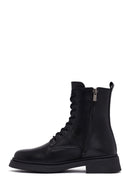 Women's Black Zippered Thick-Soled Leather Ankle Boots | Derimod Women's Black Zippered Thick-Soled Leather Ankle Boots | Derimod