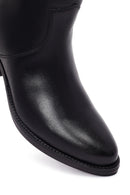 Women's Black Thick Heeled Leather Cowboy Boots | Derimod Women's Black Thick Heeled Leather Cowboy Boots | Derimod