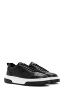 Men's Black Lace-up Thick-Sole Leather Sneaker | Derimod Men's Black Lace-up Thick-Sole Leather Sneaker | Derimod