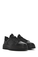 Men's Black Lace-up Thick-Sole Leather Sneaker | Derimod Men's Black Lace-up Thick-Sole Leather Sneaker | Derimod