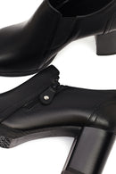 Women's Black Thick Heeled Leather Boots | Derimod Women's Black Thick Heeled Leather Boots | Derimod