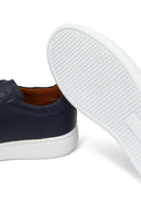 Men's Navy Blue Lace-Up Thick Sole Leather Sneaker | Derimod Men's Navy Blue Lace-Up Thick Sole Leather Sneaker | Derimod