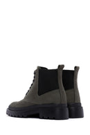 Men's Khaki Nubuck Leather Thick Soled Casual Boots | Derimod Men's Khaki Nubuck Leather Thick Soled Casual Boots | Derimod