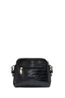 Woman Black Long-Strap Croc-Pattern Crossbody Bag | Derimod Woman Black Long-Strap Croc-Pattern Crossbody Bag | Derimod